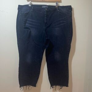 Womens Torrid Classic Denim Crop Boyfriend Raw Hem Black Jeans